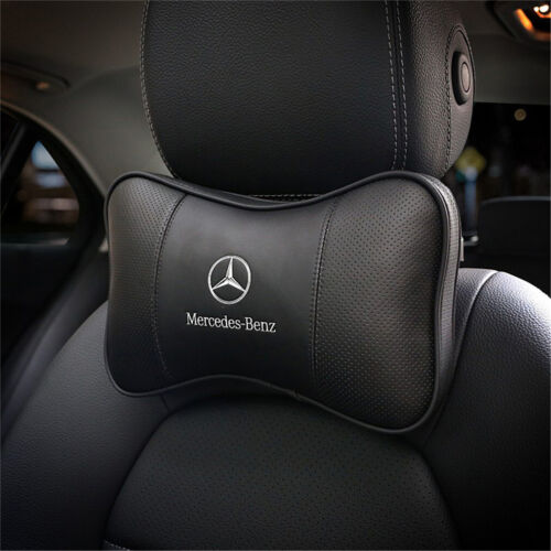 New 2Pcs Car Black Neck Pillow Breathe Cushion Headrest Pillow For Mercedes-Benz - Picture 1 of 7