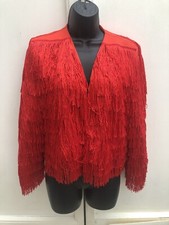 Triple Goddess. Red Tassle Layered Jacket/cardigan Size L & S. Tassels