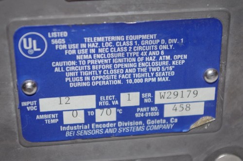 BEI INDUSTRIAL HOUSED ENCODER P/N H38D-360-AB-7406R-LED-SC-UL-S 360 COUNTS/REV - Picture 5 of 6