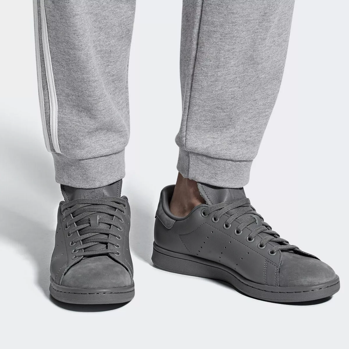 adidas Originals Stan Smith Mens Grey Leather Nubuck Trainers SIZE 4 4.5 5