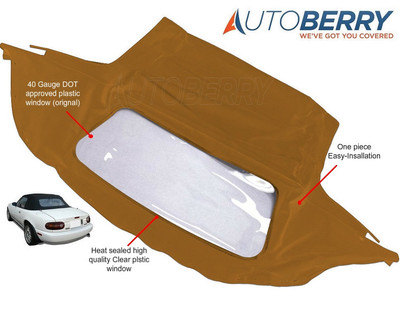 Mazda Miata Convertible Top & Plastic Window 1990-2005 Tan Cabrio