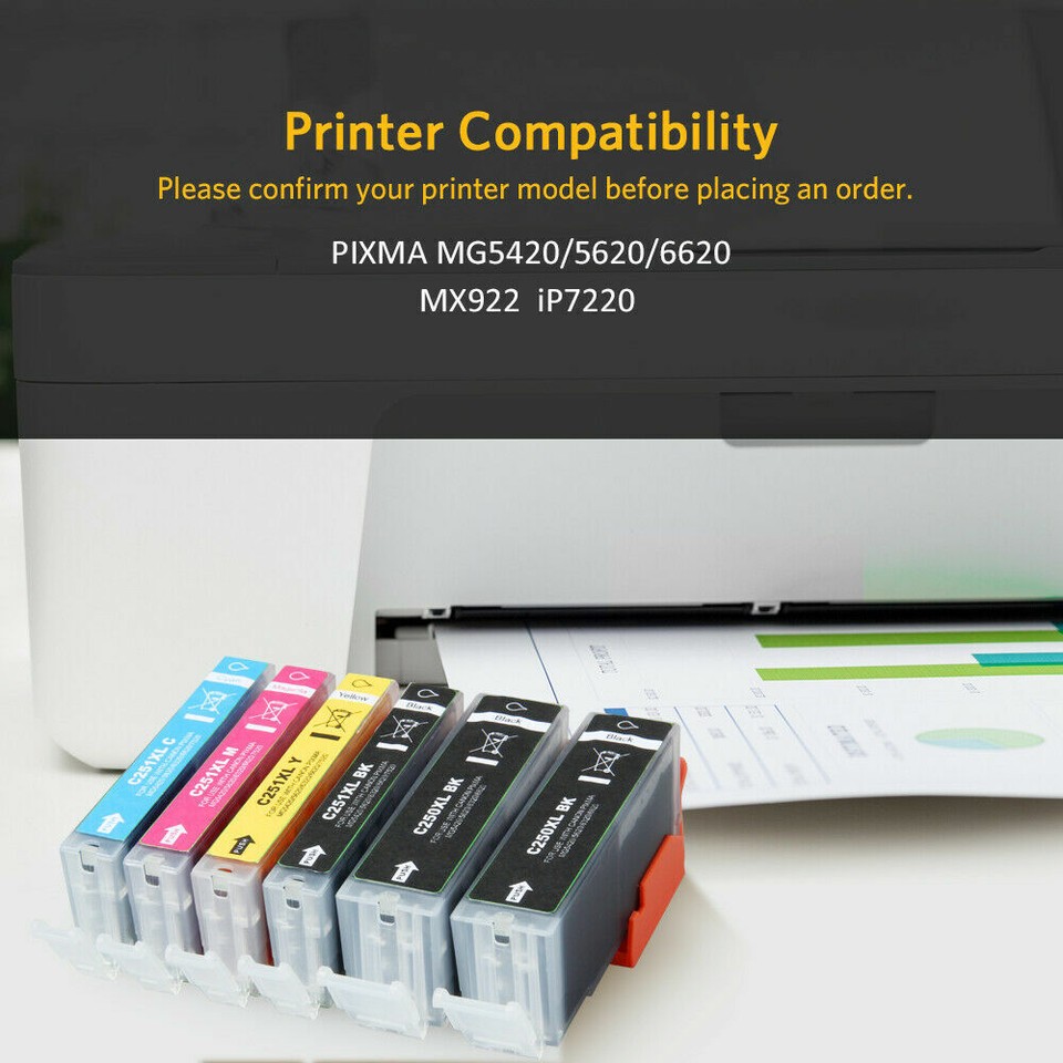 PGI250XL CLI251XL Ink Cartridges For Canon Pixma MG5420 MG5422 MG5500