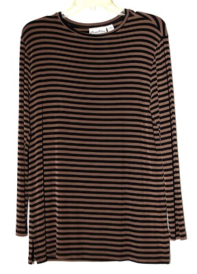 Chicos Private Edition Size 0 Brown Black Striped Stretch Tunic