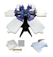 Screen Printing Machine 6 Color Micro-Registration  Press w/ Heavy-duty Stand