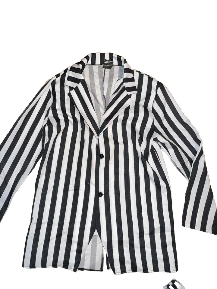 Disfraz Beetlejuice Traje Adulto Halloween Hombres Mujeres Talla Pequeña Nuevo Sin Etiquetas Conjunto de 2 Piezas Foto 3 de 4