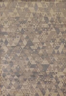 Geometric Moderm Moroccan Oriental Area Rug Multi Level Pile Handmade Rug 6'x8'