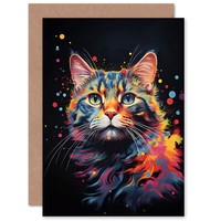 Tabby Fan Geschenk Haustier Portrait Rosa Orange Geburtstagskarte