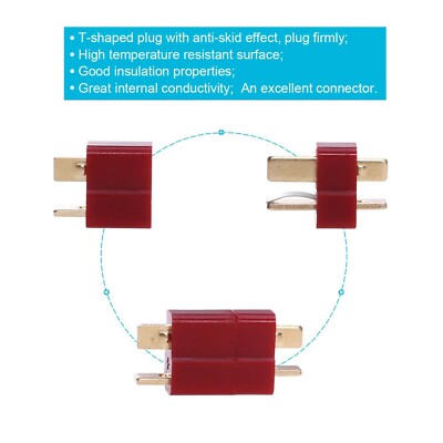 20pcs RC Deans T Plug Connectors - Male & Female Set For Lipo Batteries (10 AWG Max)