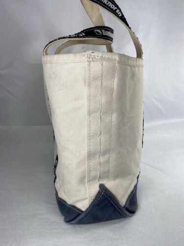 LL Bean Boat & Tote Bag 1990’s Vintage Freeport Maine USA Navy & Cream Canvas - Bild 5 von 10