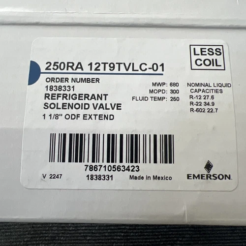 Copeland Comfort Control (Alco) 1838331 1 1/8"ODF 250RA 12T9TVLC-01