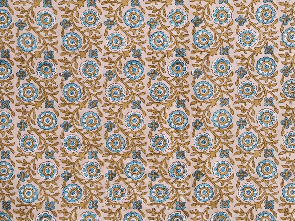 Juego de 24 servilletas de mesa de tela estampadas 100 % algodón indias beige floral Foto 3 de 4