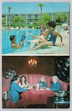 Vintage Frontier Hotel Las Vegas Photochrome Pool  Dining Postcard