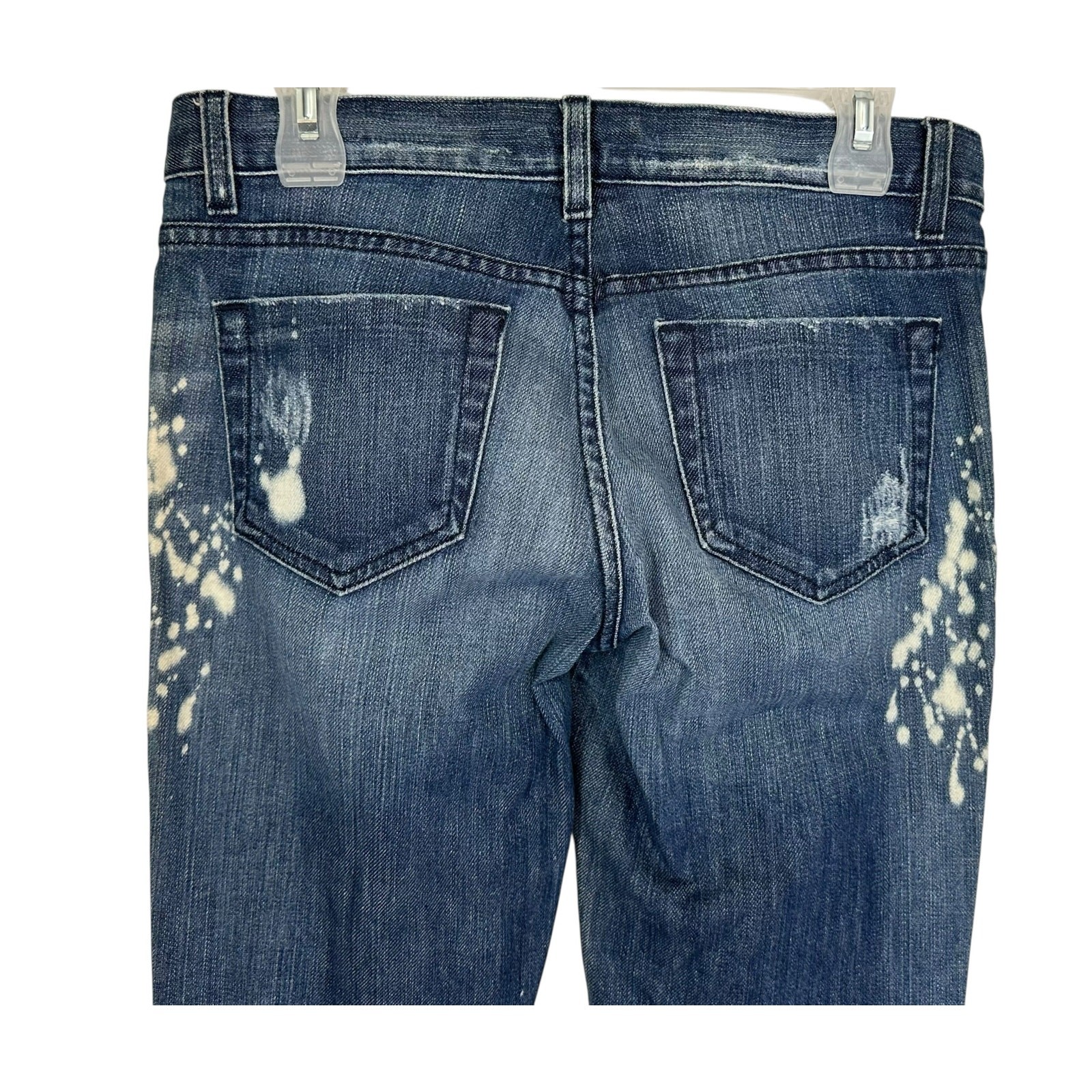 Bebe Destroyed Splatter Patchwork Rhinestone Skin… - image 6