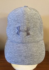 Under Armour UA Mens Gray Performance Stretch Strapback Adjust Adult Hat Cap