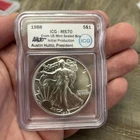 1988 Silver Eagle Initial Production Ms70 Signed Austin Hutto One Ounce Silver