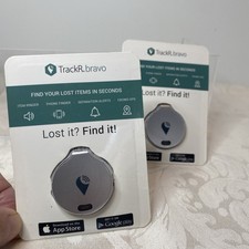 Lot of 2 TrackR Bravo Key Tracker Phone Finder Wallet Locator Silver NEW