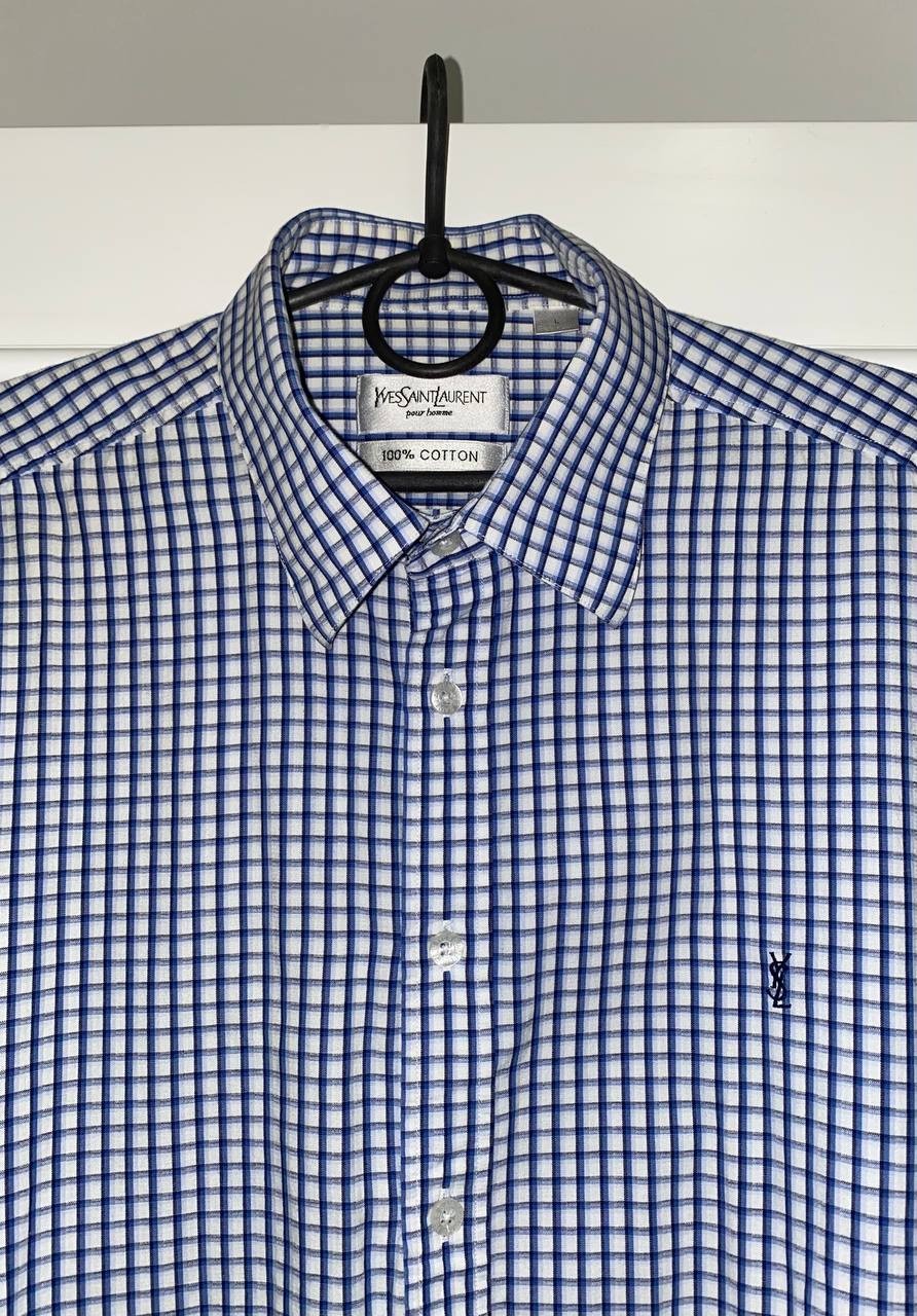 Yves Saint Laurent YSL Pour Homme Rare Mens Long Sleeve Button Logo Shirt Size L image 2