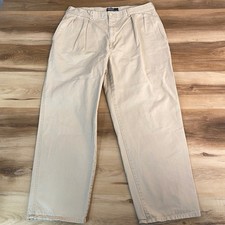Vintage Polo Ralph Lauren Pants Mens 36x30 Khaki Pleated Cotton Chino