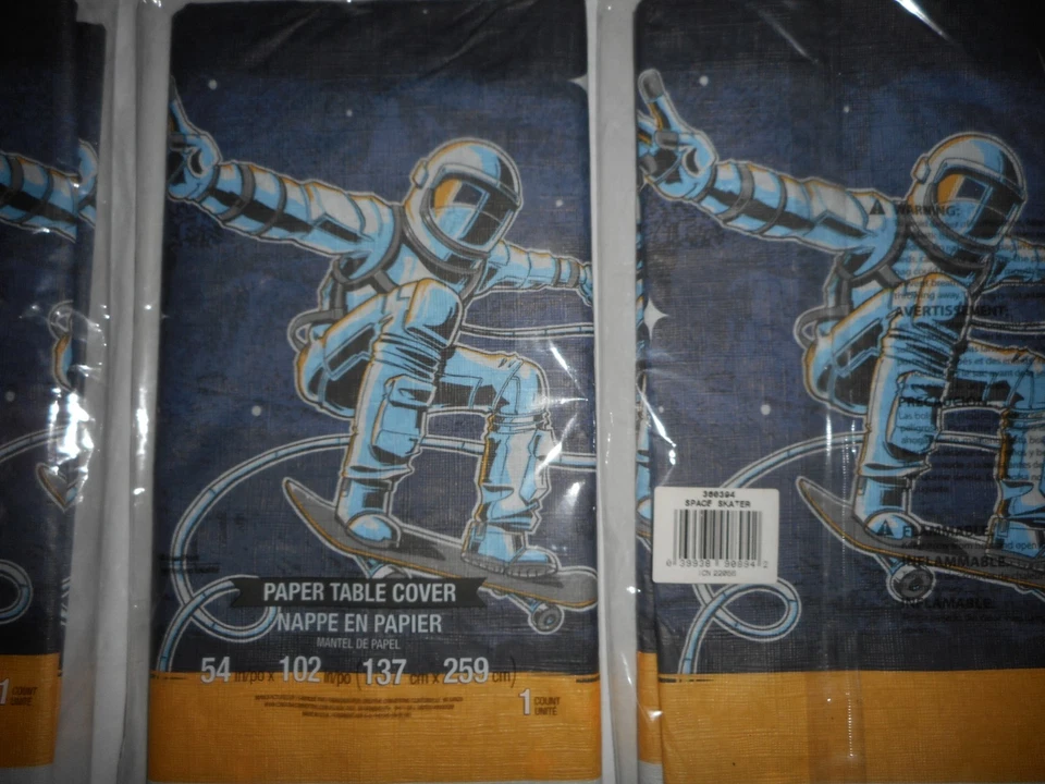 Space Skateboarder Paper Tablecloth Lot of 4 - Size 54" x 102" Space Tableware - Image 2 of 4