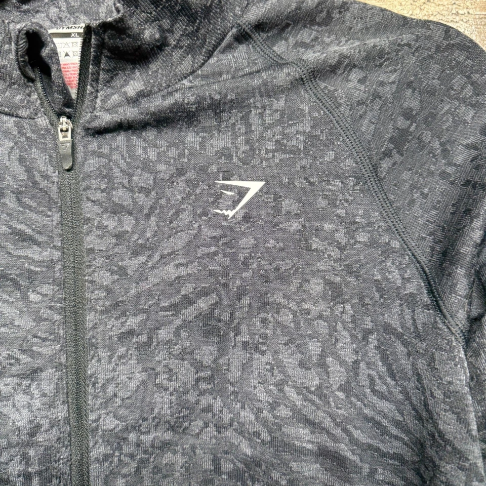 Gymshark XL Full Zip Jacket Animal Print Gray Activewear Running Workout - Image 2 of 4