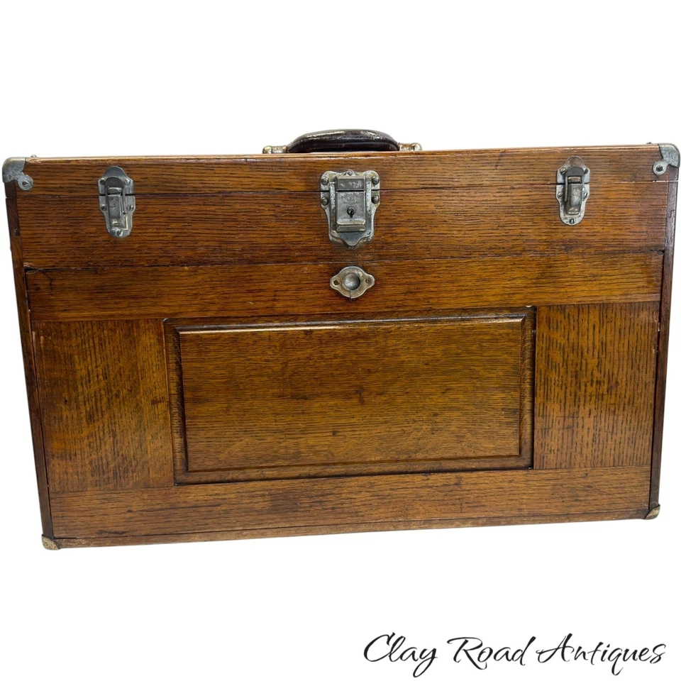 Antigua caja de herramientas Gerstner & SONS #052 11 dr tigre ROBLE MAQUINISTA COFRE Foto 2 de 4