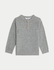 Marks & Spencer Boys Grey Round neck Long sleeved Jumper - M&S