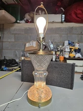 Vtg Hand Cut 24 % Lead Crystal Made In Yugoslavia 3 Way And Base Night Light 