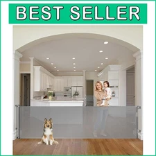 Versatile 90-Inch Baby Gate - Retractable Mesh Gate for Children & Pets, Gray