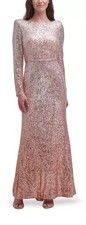 Eliza J Ombré Long Sleeve Sequinned Gown NWT Size 6 Pink And Silver