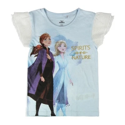 Frozen 2 T-Shirt Mädchen Anna Elsa Spirits of Nature Hellblau Glitzer Shirt 104 - Bild 1 von 3