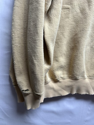 Vintage Distressed 90's Polo Ralph Lauren Tan Beige Crewneck Sweatshirt XXL - Picture 5 of 11