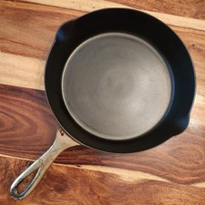 WAPAK Cast Iron Skillet #8, Nickel Plated, Heat Ring, c 1903-1926, Seasoned