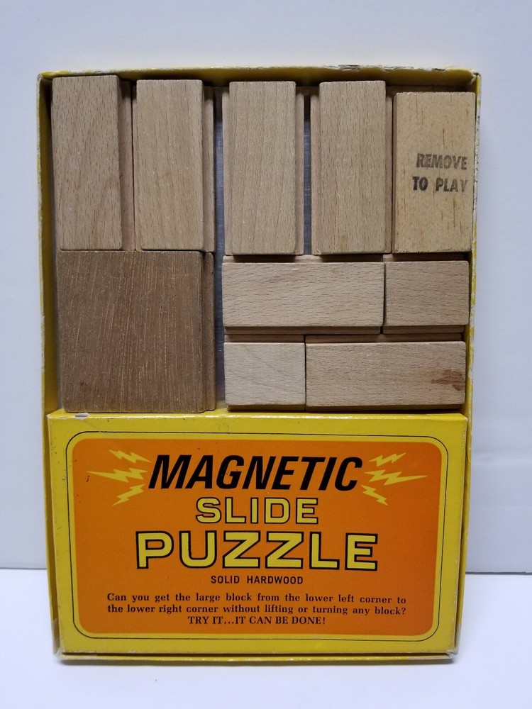Vintage Magnetic Slide Puzzle Wooden by Crestline Manufacturing Company #290 USA