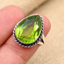 Peridot Solid 925 Sterling Silver Beautiful Statement Lovely Ring All Size M1257
