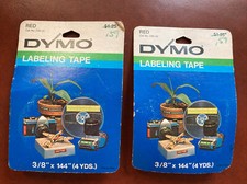 LOT OF 2 Vintage Dymo Labeling Tape 3/8" x 144" 4 Yds 7291-02 Red NIP