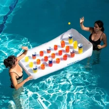63”X 34”  Large Pool Floats with Headrest Cuphold 16 Ping-Pong Balls with Pump