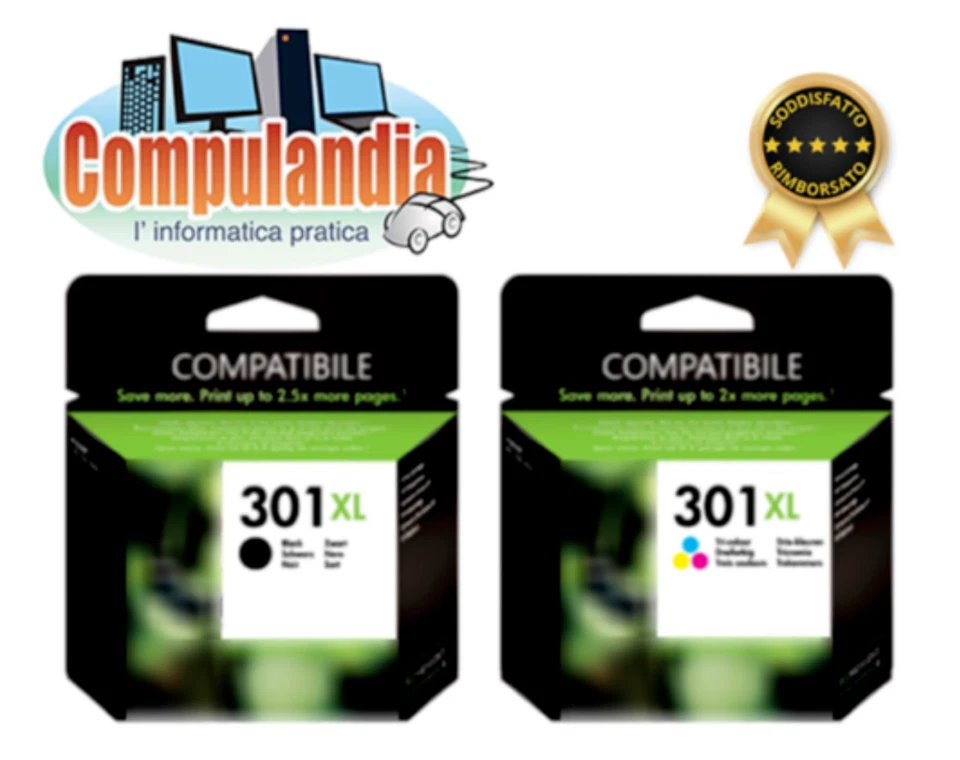 Compatibile HP 301 XL - Kit 2 Cartucce