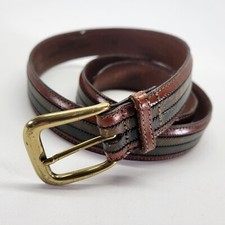 Cinturón de Cuero Torino 34 Vestido Anilina Kipskin Hombros Marrón Verde Hecho en EE. UU.