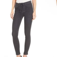 Hudson NWT High Rise Bullocks Lace-Up Super Skinny Black Jeans Size 29