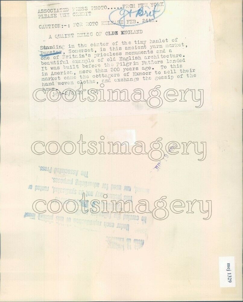 1929 Press Photo Ancient Yarn Market Dunster Somerset England | eBay