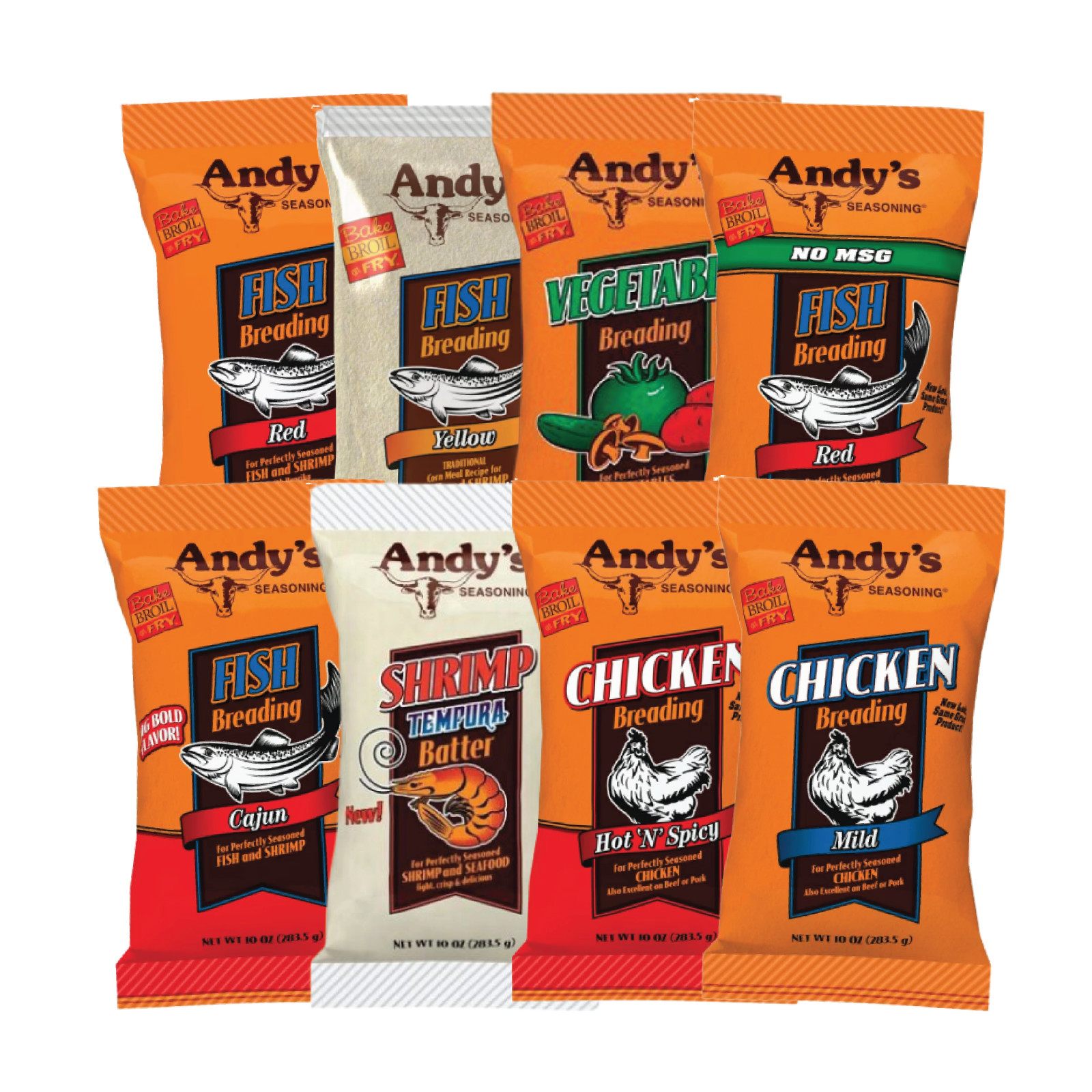 Разнообразные приправы Andys для курицы, рыбы и креветок в панировке | 10 унций | Смешивать и сочетать по вкусу