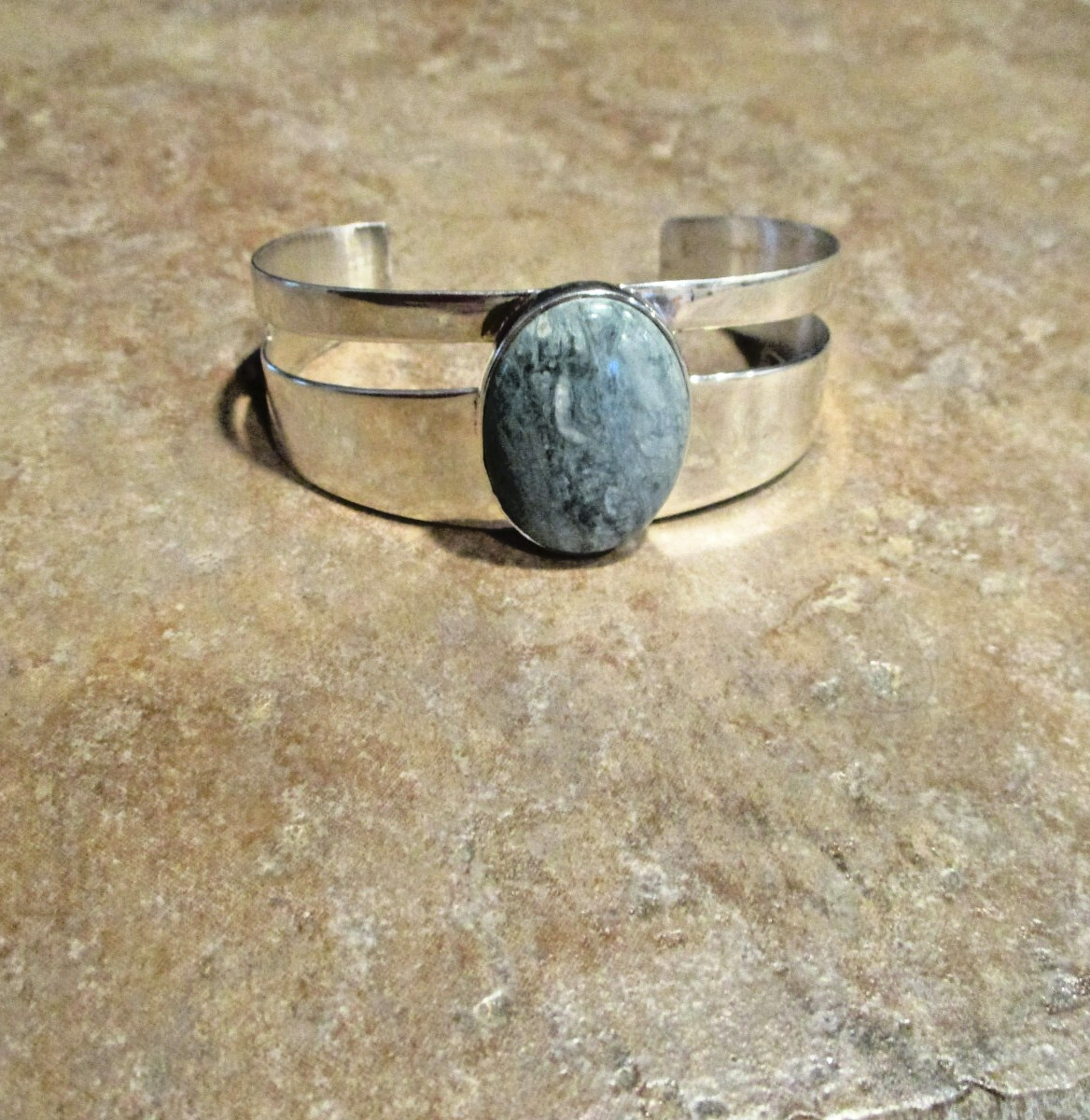 Larger CONTEMPORARY Southwestern Style Sterling Silver Turquoise Design Bracelet View 6