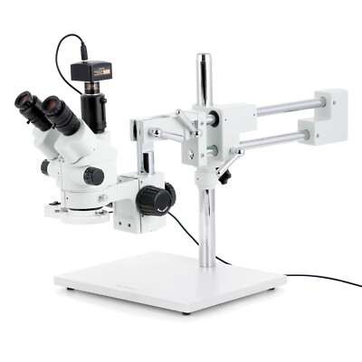 Amscope 7X-90X Simul-Focal Stereo Boom Microscope+1.3MP Camera+Fluorescent Light
