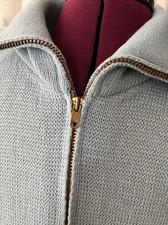 Masters Vintage Knit Sweater , Zip Up, Blueish Green Color
