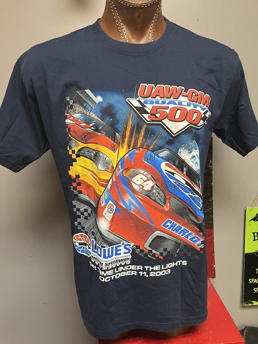 Lowe's Motor Speedway In Vintage UAW-GM Quality 500 Blue Lg T