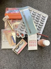WHOLESALE LOT mixed HEALTH & BEAUTY- Eyelashes, Nails, Lipstick, Polish- 50 PCS