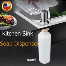 Stainless Steel Soap Dispenser Kitchen Sink Hands Bath Liquid Pump Bottle 300ML
