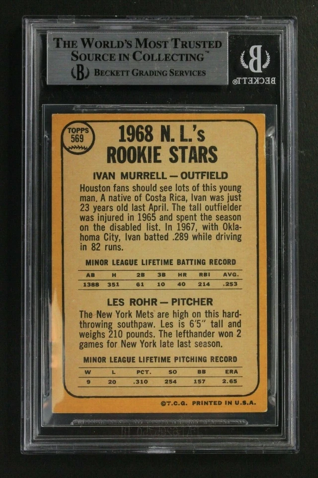 Les Rohr (d.2020) 1967-69 NY Mets Autograph 1968 Topps #569 Signed ROOKIE Card - Image 2 of 3