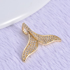 4pcs Cubic Zirconia Mermaid Tail Dolphin Tail Whale Tai Fish Tail Charm Pendant
