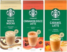 Starbucks Variety Pack Premium Instant Coffee Sachets, White Mocha, Caramel Late